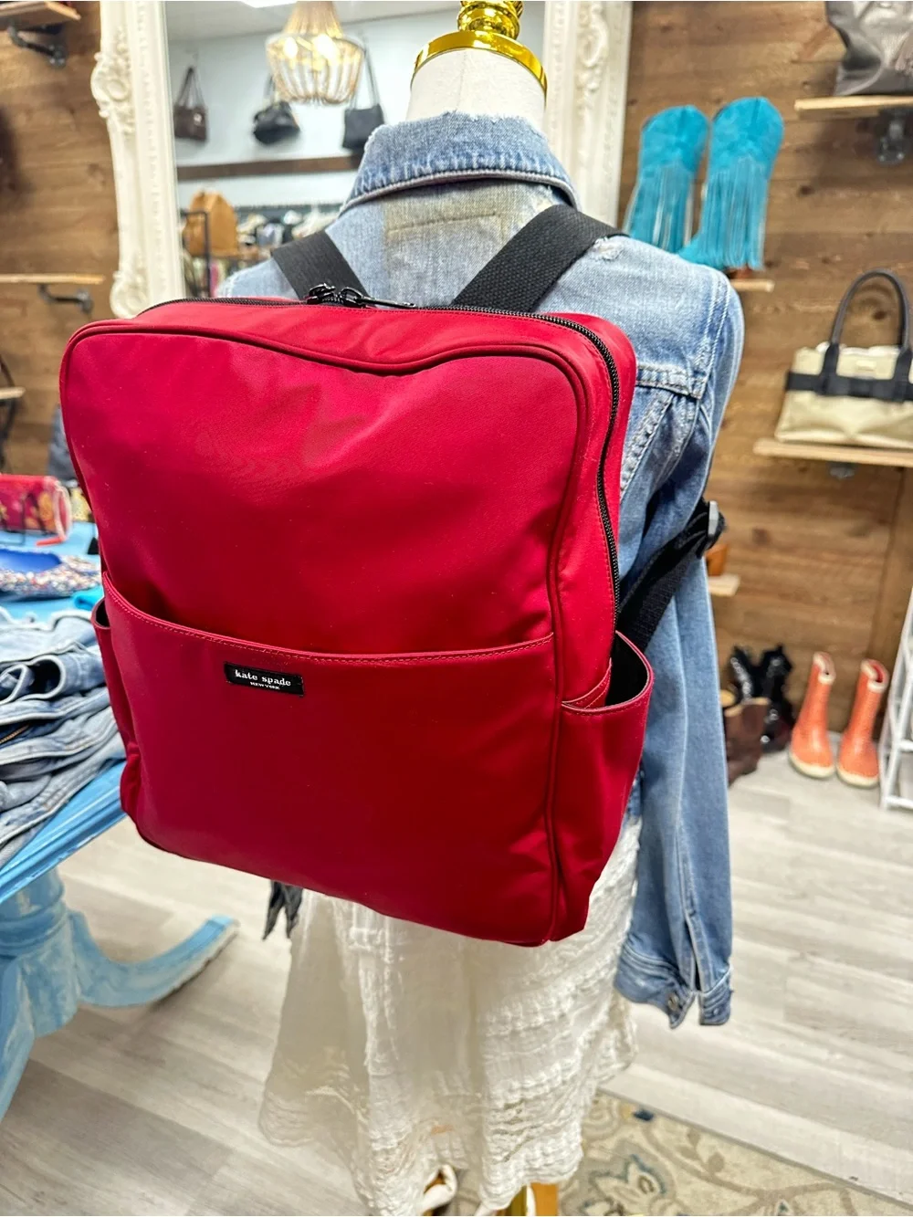 kate spade Red Nylon Messenger Crossbody with Black Strap